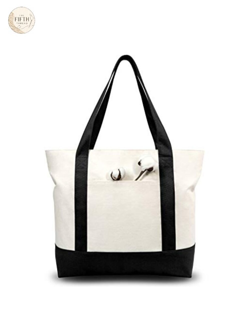 Canvas Tote Bags with Zipper, 6-Pack, Large Capacity, Reusable Grocery Shopping